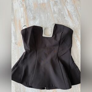 Zara Strapless Black Cocktail top with Rhinestone detail size S
